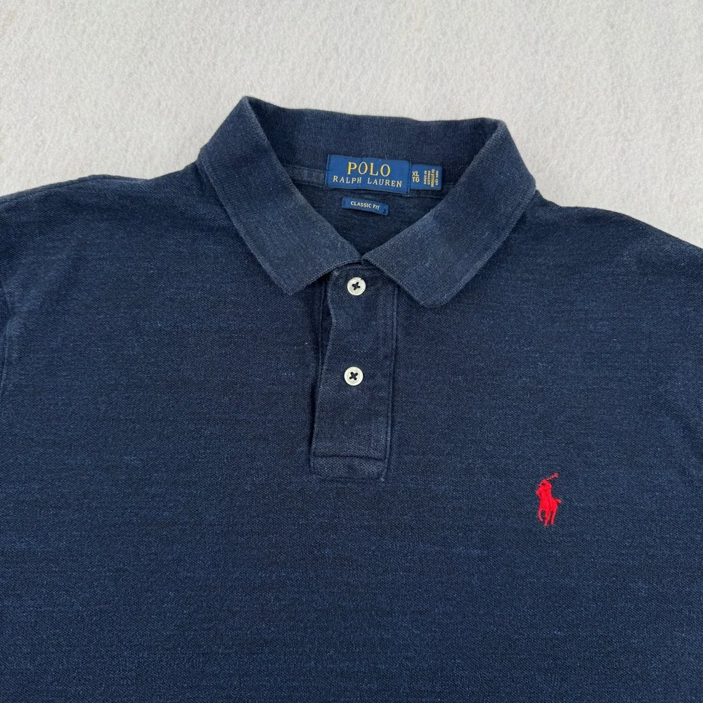 Polo Ralph Lauren Mens XL Classic Fit Short Sleeve Polo Navy Blue Heathered